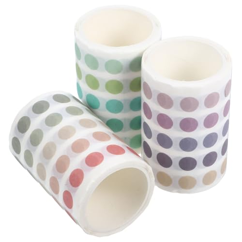 Mikikit 3Rollen Washi Klebeband mit Runden Aufkleber für Planer Scrapbooking und Journaling Vielseitig Einsetzbar Selbstklebend Leicht Ablösbar Stilvolles Design von Mikikit