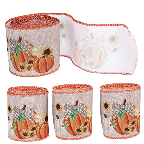 Mikikit 4 Rollen Thanksgiving Drahtband Herbstliche Dekobänder für Geschenkboxen DIY Verpackungsband Kürbis Chrysantheme Strapazierfähig und Einfach Zuschneidbar Mikikit 4 Rollen Thanksgiving Drahtband Herbstliche Dekobänder für Geschenkboxen DIY Verpackungsband Kürbis Chrysantheme Strapazierfähig und Einfach Zuschneidbar von Mikikit