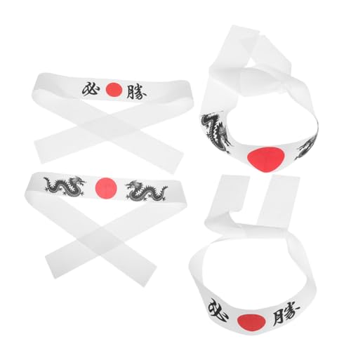 Mikikit 4 Stück Ninja-Stirnband Küchen-Hachimaki Karate-Ausrüstung Sushi-Kopfbedeckung Sushi-Koch Hachimaki Karate-Küchenzubehör Kopfbedeckung für die Küche Polyester von Mikikit