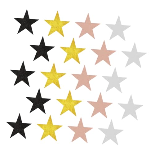 Mikikit 40 Stück Teiliges Glitter Papiersterne Fünfzackige Kartonsterne in Gold Silber Roségold und Schwarz Beschreibbare Dekoration für Klassenzimmer Pinnwände Partys und Wandgestaltung von Mikikit