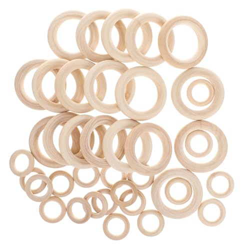 Mikikit 40Stücke Holzringe für DIY Unbehandelte Bastelringe für Schmuckherstellung Kranzdekoration und Handwerksprojekte von Mikikit