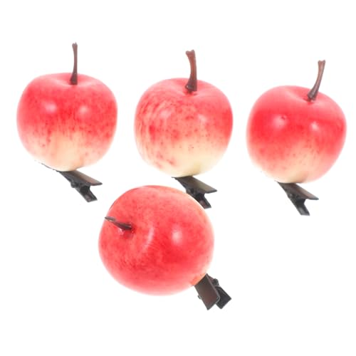 Mikikit 4Stücke Haarspangen mit Realistischen Äpfeln Niedliche Haarklammern für Frauen und Accessoires für Partys Hochzeiten von Mikikit