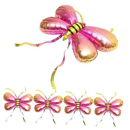 Mikikit 5 Stück Fee verkleiden sich Requisiten Luft für Party groß Hi Rollenspiel-Requisiten Bienenflügel-Aluminiumfolienballon Fee Requisite Flügel Ballons Rosa von Mikikit