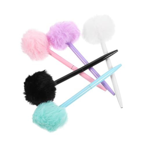 Mikikit 5 Stück Niedliche Kugelschreiber mit Flauschigem Plüschball Langlebige Schwarze Schreibstifte aus PP Leicht und Bequem für Büro Schule und Alltag Originelle Geschenkidee Mikikit 5 Stück Niedliche Kugelschreiber mit Flauschigem Plüschball Langlebige Schwarze Schreibstifte aus PP Leicht und Bequem für Büro Schule und Alltag Originelle Geschenkidee von Mikikit