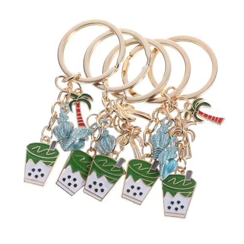 Mikikit 5 Stücke Palm Blatt Schlüsselanhänger Zink Legierung Palm Schlüsselanhänger Hawaiian Themen Schlüsselanhänger Coconut Baum Schlüsselanhänger von Mikikit