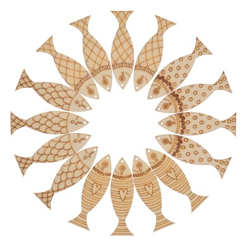 Mikikit 50 Stück Bemalter Fischanhänger Dekoration unvollendet Form ausgeschnitten Fisch-Holzausschnitte hängende Ornamente aus Holzfischen leere Meerestiere aus Holz Pappelbrett Mikikit 50 Stück Bemalter Fischanhänger Dekoration unvollendet Form ausgeschnitten Fisch-Holzausschnitte hängende Ornamente aus Holzfischen leere Meerestiere aus Holz Pappelbrett von Mikikit