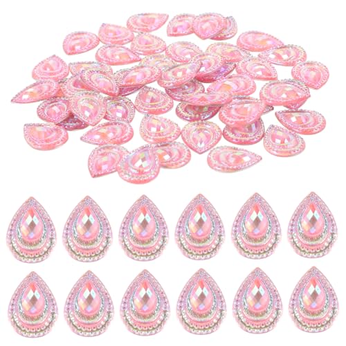 Mikikit 50Stücke Flache Rückseiten Strasssteine DIY Ornamente Tropfenform Bastelarbeiten und Dekoration für Hochzeitskleider und Accessoires von Mikikit