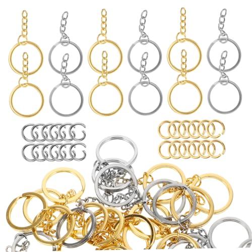 Mikikit 50Stücke Schlüsselanhänger Ringe Langlebigem Metall mit Ketten für Bastelprojekte Schlüsselmanagement und Anwendungen Goldene Schlüsselringe für DIY Mikikit 50Stücke Schlüsselanhänger Ringe Langlebigem Metall mit Ketten für Bastelprojekte Schlüsselmanagement und Anwendungen Goldene Schlüsselringe für DIY von Mikikit
