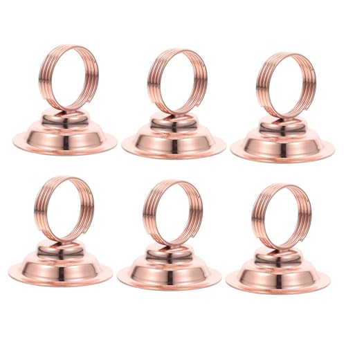 Mikikit 6 Stück Vertikaler Nummernschildclip Weihnachten Rezeption Tischkarten für die Tischdekoration Hochzeit Kartenständer für den Heimtisch Tischkartenhalter für Partys Eisen Roségold von Mikikit