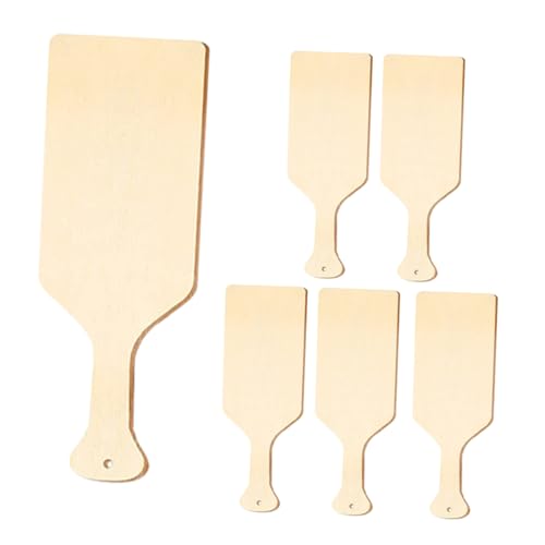 Mikikit 6Stücke Holzpaddel Schneidebretter zum Basteln Unlackierte Holzplatten mit Griff Vielseitige DIY Holzbrettchen für Projekte Dekorierbar und Tragbar von Mikikit