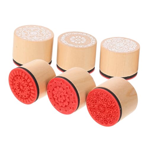 Mikikit 6Stücke Retro Mandala Holzstempel DIY Scrapbook Stempel für Bastelprojekte Kreativ Gestalten von Grußkarten Fotoalben und Geschenkboxen für Bastler von Mikikit