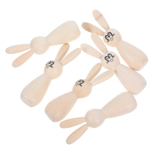 Mikikit 6stücke Teiliges Ungefertigte Holzhasen-peg-dolls Für Ostern Natürliche Holzfiguren Für Kreative Bastelprojekte Und Festliche Dekorationen Zu Hause Partys von Mikikit