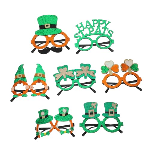 Mikikit 7 Stück party dekoration gläser Kobold-Kostüm-Partybrille Sonnenbrille zum St. Patricks Day St. Patricks Day-Brillen Grünes Zubehör St. Patricks Day Gastgeschenke Abs von Mikikit