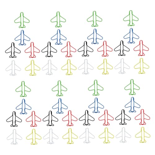 Mikikit 70 Stück Teiliges Bunte Flugzeug Büroklammern Multifunktionale Stabile Metallklammern für Büro Schule und Dokumentenorganisation Langlebig und Praktisch für Notizen und Karten von Mikikit