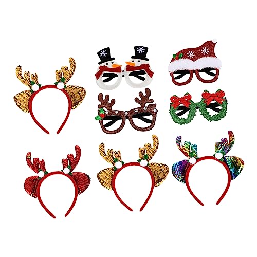 Mikikit 8 Stück Teiliges Weihnachts Haarreif mit Goldglitzernden Brillenrahmen und Rentiergeweih für Erwachsene und Festliches Xmas Accessoire für Party Cosplay und Weihnachtsfeier Mikikit 8 Stück Teiliges Weihnachts Haarreif mit Goldglitzernden Brillenrahmen und Rentiergeweih für Erwachsene und Festliches Xmas Accessoire für Party Cosplay und Weihnachtsfeier von Mikikit