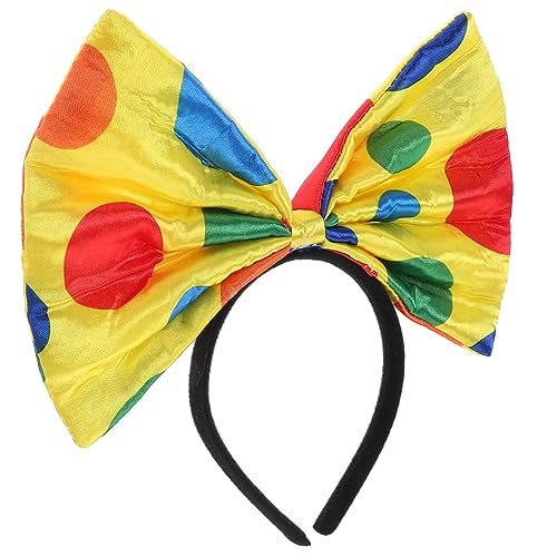 Mikikit Clown Haarreifen mit Großem Gepunktetem Schleifen Design Leicht und Wiederverwendbar Einheitsgröße für Karneval Halloween und Cosplay Party Dekorativer Kopfschmuck für Frauen von Mikikit