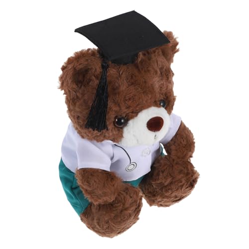 Mikikit Doktorabschlussbär Plüschbär in Arztuniform Plüsch für High-School-Absolventen Bär der Abschlusssaison Abschluss-Tierspielzeug Diplom-Bär PP Baumwolle Brown von Mikikit