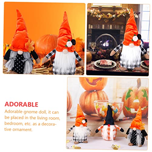 Mikikit Gnom Figurine mit Kürbis und Ahornblatt Dekorative Ernte Puppe für Wohn und Schlafzimmer Festliche Thanksgiving Tischdeko Gestaltetes Herbst Ornament von Mikikit