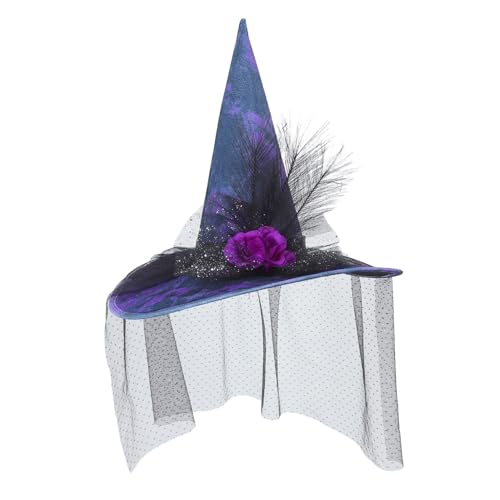 Mikikit Halloween Hexenhut Halloween Zauberer Cosplays Männer Cosplay Party Hüte Hexenkostüm Hexenhüte Cosplay Party Hat Halloween Zubehör Maskerade Karneval Halloween Accessoires Stoff von Mikikit