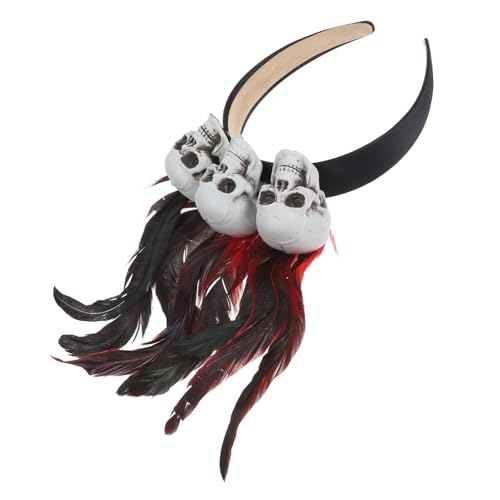 Mikikit Halloween Skull Haarschmuck mit Roten und Schwarzen Federn Einzigartiges Kostüm Accessoire für Partys und Aufführungen für Damen und Herren Mikikit Halloween Skull Haarschmuck mit Roten und Schwarzen Federn Einzigartiges Kostüm Accessoire für Partys und Aufführungen für Damen und Herren von Mikikit