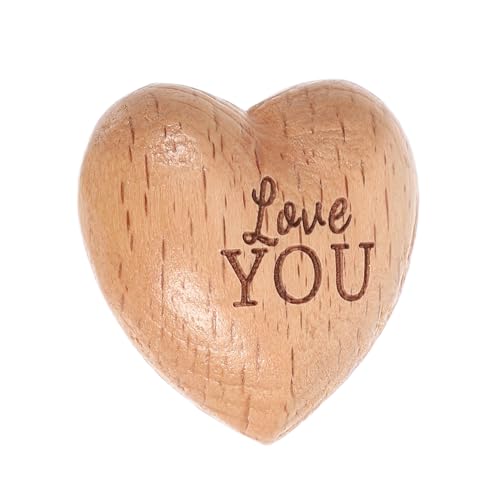 Mikikit Handgeschnitztes Holzherz Love You aus Buchenholz Gefertigt Romantisches für Jubiläen Valentinstag Dekoratives Token für Hochzeiten und Bastelprojekte von Mikikit