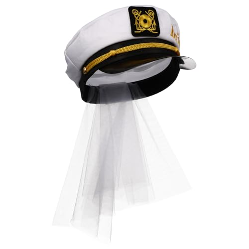 Mikikit Marinehut Mit Schleier Für Bachelorette Party Hochzeitsfeier Brauthut Mit Haarschmuck Accessoire Für Junggesellinnenabschied von Mikikit