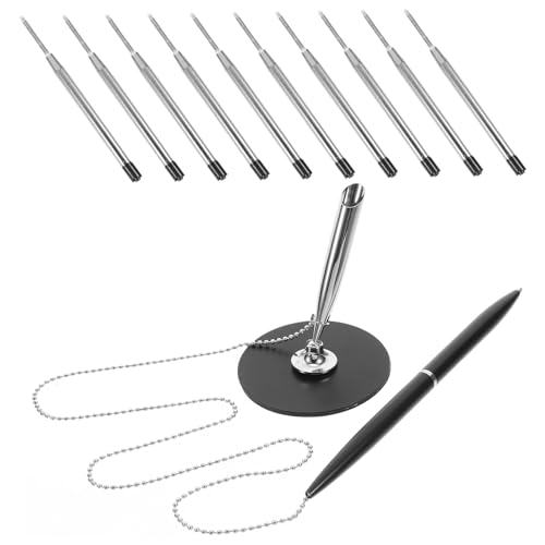 Mikikit Metall Kugelschreiber mit Kette Drehbarer Schreibtisch Stift für Büro und Bank Langlebig Rutschfest Schnelltrocknende Nachfüllminen als Business Accessoire Zufällige Farbe Mikikit Metall Kugelschreiber mit Kette Drehbarer Schreibtisch Stift für Büro und Bank Langlebig Rutschfest Schnelltrocknende Nachfüllminen als Business Accessoire Zufällige Farbe von Mikikit