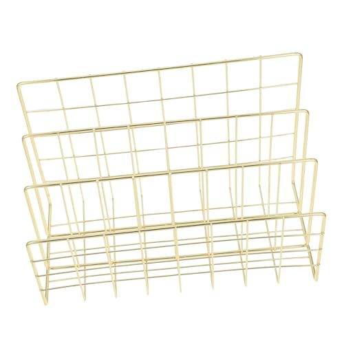 Mikikit Metall Schreibtisch Mail Organizer Briefhalter mit Mehreren Fächern Stilvoller Briefablage und Aktenhalter für Büro Zuhause und Schule Praktischer Tisch Organizer zur von Mikikit