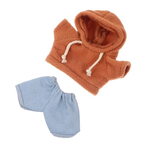 Mikikit Plüschbären Puppenkleidung Set für Puppen Niedliches Hoodie Jeans Outfit Handgefertigte Kleidung für Plüschpuppen Weich und Bequem Kostüm für Spielzeugtiere von Mikikit