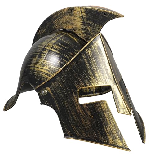 Mikikit Römischer Kostümhelm für Cosplay und Themenpartys Goldfarbener Kriegerhelm für Halloween Karneval und Rollenspiele Leicht und Komfortabel von Mikikit