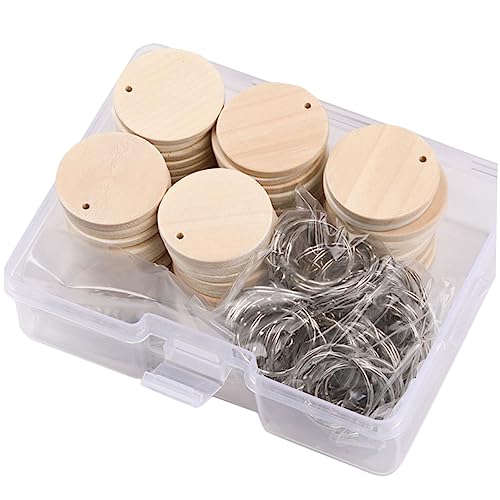 Mikikit Runde Holzscheiben mit Teiliges DIY Set für Schlüsselanhänger Natürliche Holzrohlinge zum Bemalen Basteln und Schmuckdekoration Langlebige Multifunktionale Holzplättchen für von Mikikit