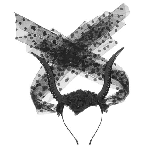 Mikikit Schafhorn Mesh Haarband Schafkostüm Schaf Stirnband Gothic Kopfbedeckung Schafkostüm Zubehör Halloween Schafkostüm Schafkostüm Erwachsene Halloween Hörner Kunststoff von Mikikit