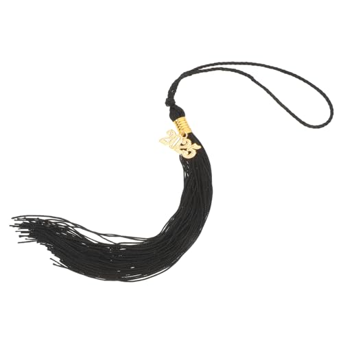 Mikikit Schwarze Abschlussquaste mit Goldcharms Abschlusskappen Dekoration für Abschlussfeiern Stilvolle Hutaccessoires für Unvergessliche Erinnerungen von Mikikit