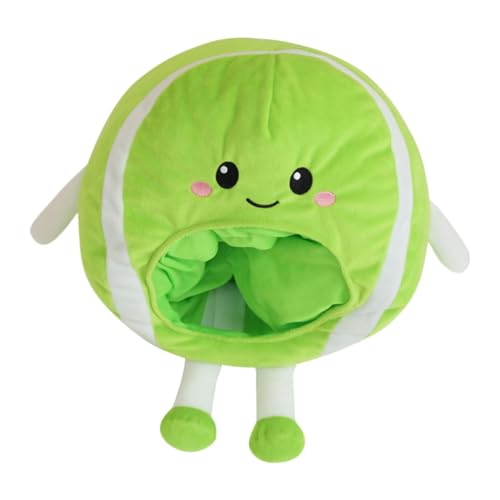 Mikikit Tenniskopfhut Tennisballfoto Requisiten Sportpartyhut Essen Stirnband Tennis Vorhanden Halloween-cosplay-stütze Halloween-kostüm-kopfbedeckung Light Green Kurzer Plüsch von Mikikit