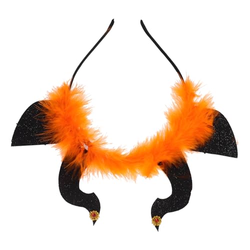 Mikikit Teufelshörner Haarreif Halloween Kopfschmuck Cosplay Party Stirnband Tiermotiv Schwarz Festliche Kostümaccessoires für Damen und Herren von Mikikit