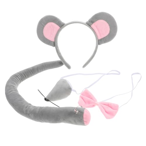 Mikikit Tierisches Cosplay Set mit Niedlichem Mäuse Ohren Stirnband Weichem Grauem Haarreif Rosa Fliege und als Party Haaraccessoire für Karneval Geburtstage und Festlichkeiten Mikikit Tierisches Cosplay Set mit Niedlichem Mäuse Ohren Stirnband Weichem Grauem Haarreif Rosa Fliege und als Party Haaraccessoire für Karneval Geburtstage und Festlichkeiten von Mikikit