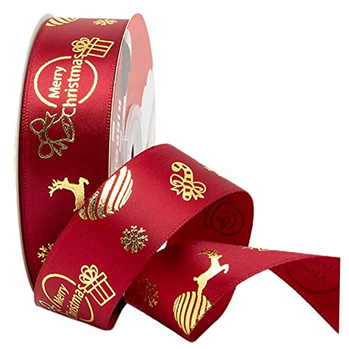 Mikikit Weihnachtliches Geschenkband Weinrot Muster Geschenkverpackung Dekoratives Schleifenband für Basteln DIY Party und Geschenkdekoration Mikikit Weihnachtliches Geschenkband Weinrot Muster Geschenkverpackung Dekoratives Schleifenband für Basteln DIY Party und Geschenkdekoration von Mikikit
