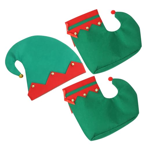Mikikit Weihnachtswichtel Kostüm Set mit Mütze und Schuhen Weiche Cosplay Accessoires für Festliche Partys Foto Requisiten Bequemes Material für Weihnachten Geburtstage und Verkleidungen Mikikit Weihnachtswichtel Kostüm Set mit Mütze und Schuhen Weiche Cosplay Accessoires für Festliche Partys Foto Requisiten Bequemes Material für Weihnachten Geburtstage und Verkleidungen von Mikikit