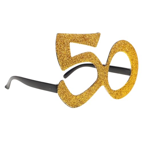 Mikikit digitale Brille Gläser Geburtstagsfeierbrille Party bunt Rahmen Verkaufsstand geburtstag sonnenbrille Geburtstagsbrille für Erwachsene Stand Requisiten geburtstag brille Abs Golden von Mikikit