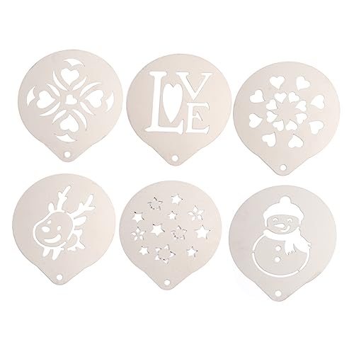 Mikinona 1 Satz 6 Stück Kaffee-latte-form Schablone Cappuccino-kunstvorlagen Milch Latte-art-kit Kaffee Schimmel Cappuccino -zubehör Kaffeestab Latte-art-hersteller Silver von Mikinona