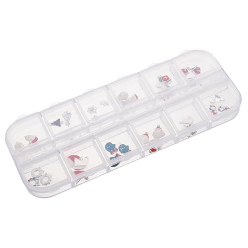 Mikinona 1 Schachtel Weihnachtsnägel Dekorationen Teiliges Set mit Weihnachtsmann Schneemann Schneeflocke Weihnachtsbaum Langlebige Nagelcharms aus Legiertem Material für Festliche Nail von Mikinona