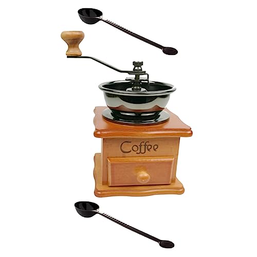 Mikinona 1 Set Kaffeebohnenmühlen Holz Manuelle Kaffeemühle Handkurbelmühle Khaki Keramik Handkaffeemühle von Mikinona