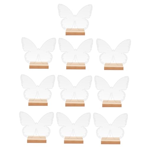 Mikinona 10 Sätze Tischkarte Rosa Ästhetisch Schmetterlinge Tischschild Schmetterlingsständer Ort Für Schmetterlingsetiketten Party Mit Reserviertes Zeichen Rezeption Transparent Holz von Mikinona