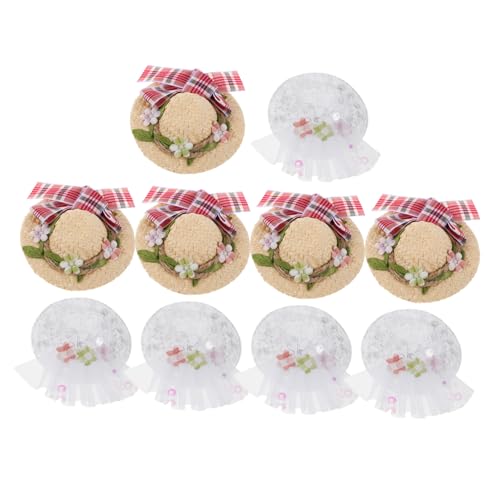 Mikinona 10 Stück Puppenspielzeughut Mini Puppenzubehör Puppenhut Zubehör Kleine Weihnachtshüte Mini Sombrero Strohhüte Kleiner Bastelhut Strohhut Ornament Strohhüte von Mikinona