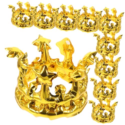 Mikinona 10 Stück Teiliges Aufblasbares Geburtstags-kronen Aluminiumfolie Komfortabel Stabile Passform Kreative Party-hut-deko für Karneval und Bühnenauftritte Goldene von Mikinona