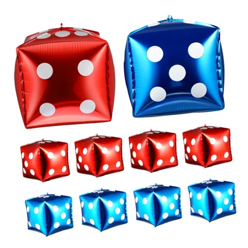 Mikinona 10 Stück Teiliges Würfel Folienballon Partydeko in Rot und Blau Langlebige Aluminiumfolie Vielseitig für Geburtstags und Hochzeitsfeiern Kreative Fotorequisiten und Thematische von Mikinona
