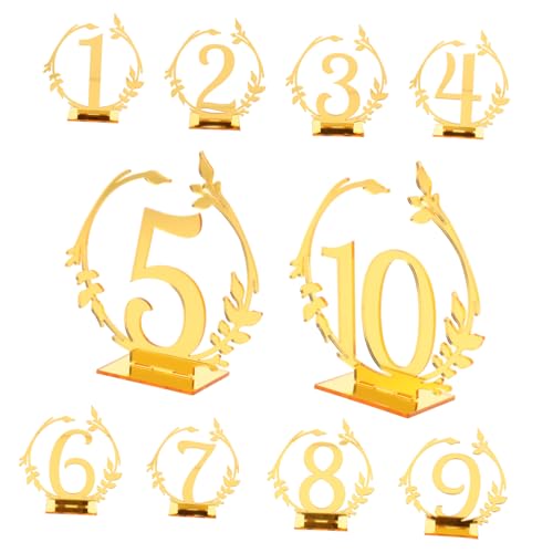 Mikinona 10 Stück Tisch Nummernschild Empfangstischnummer Kartenhalter Platzieren Tischnummern Für Bankette Schlüssel Inhaber Der Tischnummer Vintage Tischnummer Ort Marine Golden Acryl von Mikinona