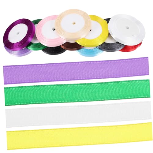 Mikinona 12 Rollen Schneidbares Geschenkband Bunte Satinbänder für Dekorationen für Hochzeiten DIY Bastelprojekte Blumensträuße und von Mikinona