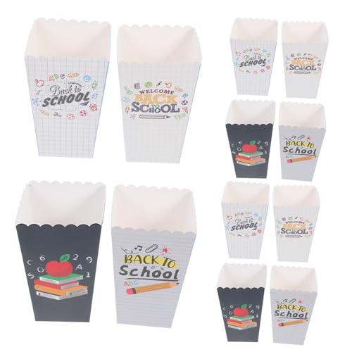Mikinona 12 Stück Popcorn Boxen für Schulanfang Bunte Snackboxen für Partys Klassenraum Dekoration und Einfache Handhabung und Großzügiges Volumen für Popcorn und Süßigkeiten von Mikinona