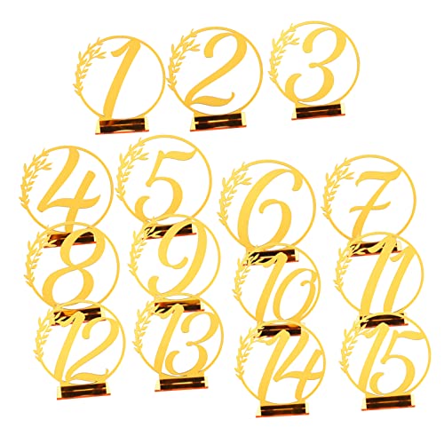 Mikinona 15Stücke Tischnummern Goldenen Tischaufsteller Für Hochzeiten Empfang Und Feste Dekoration Für Bar Und Veranstaltungen von Mikinona